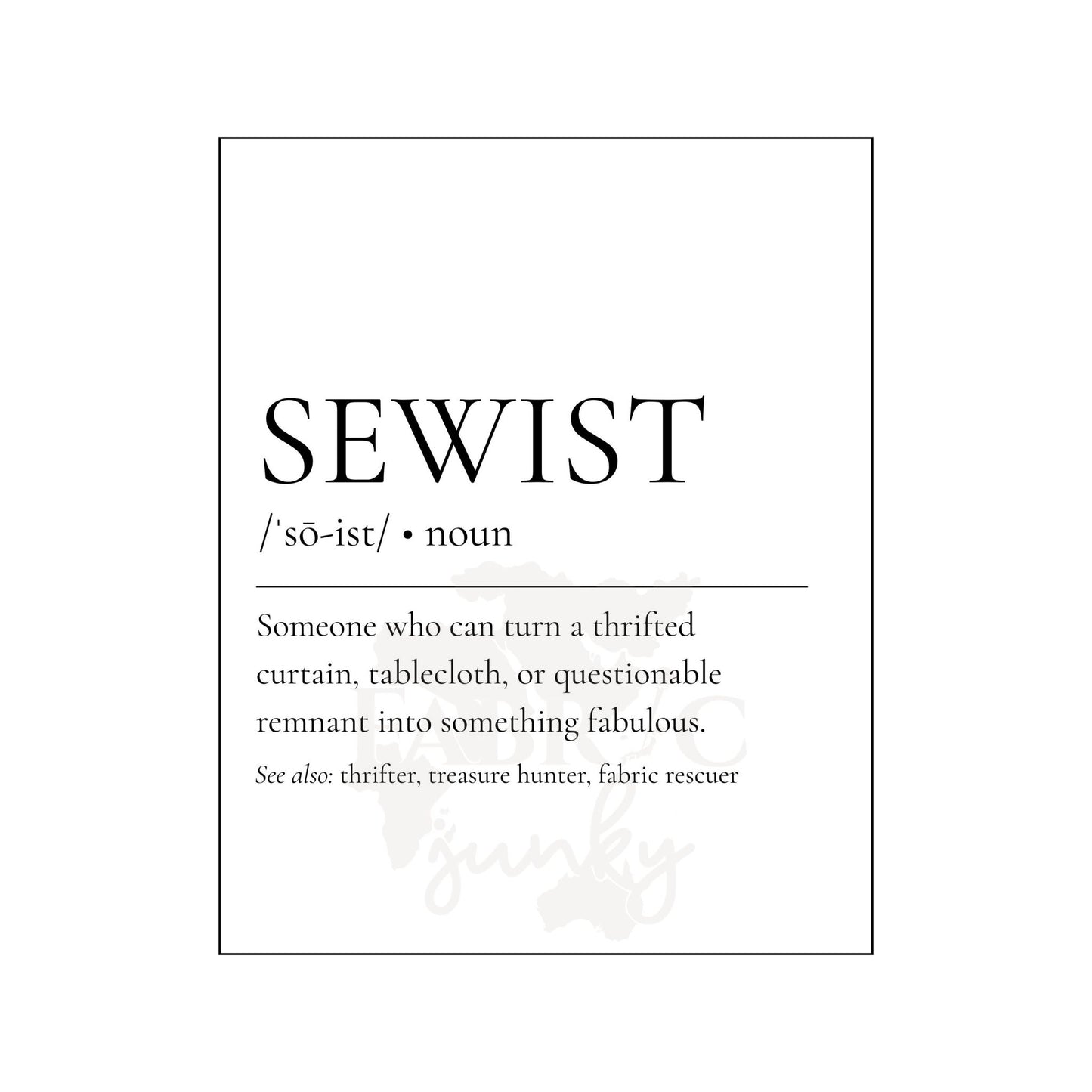 Thrifty Sewist Definition Print | Printable Sewing Room Wall Art