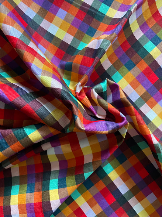 Colorful Plaid Cotton Canvas